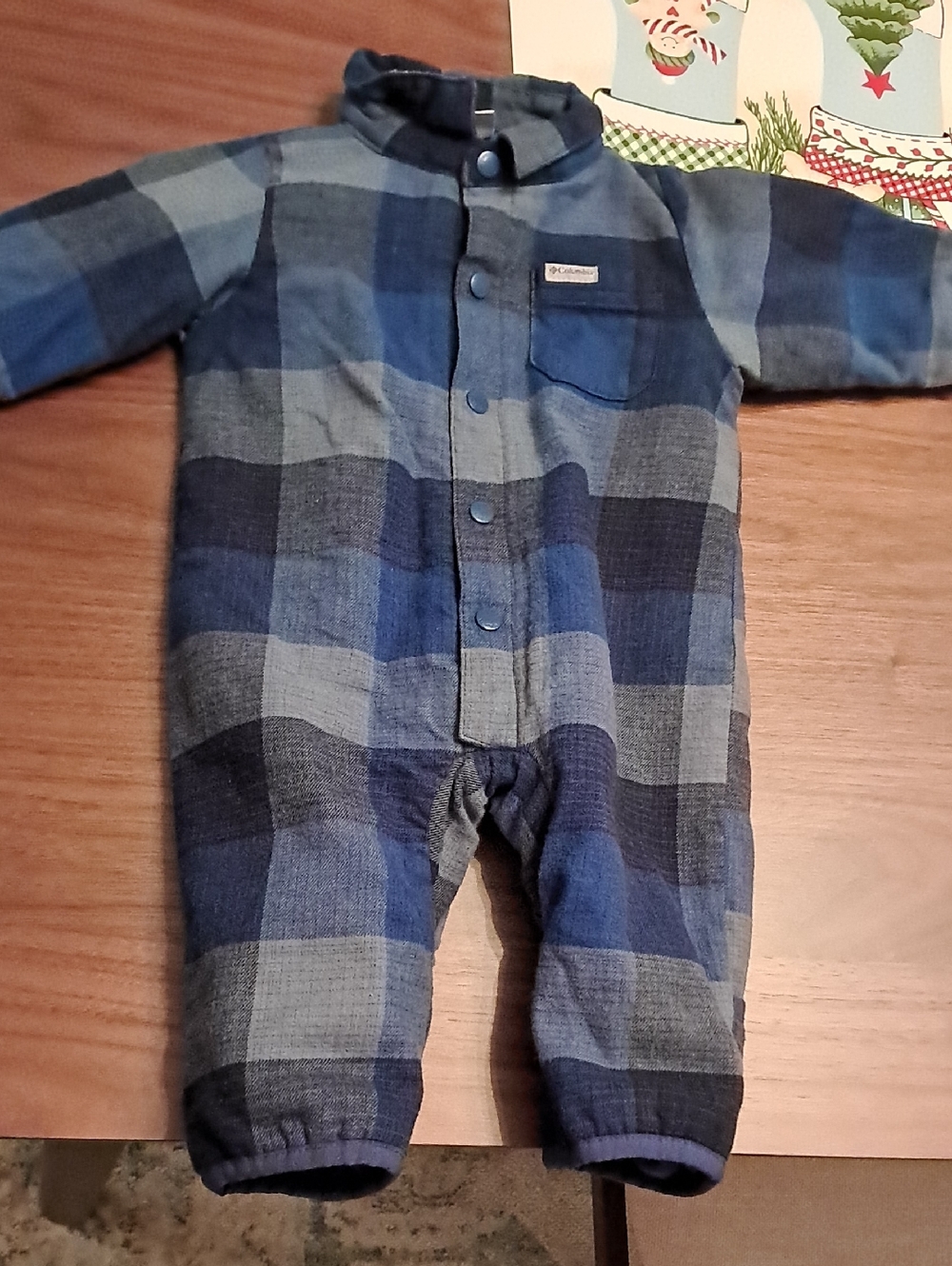 Columbia Blue and Gray Plaid Infant One-Piece
